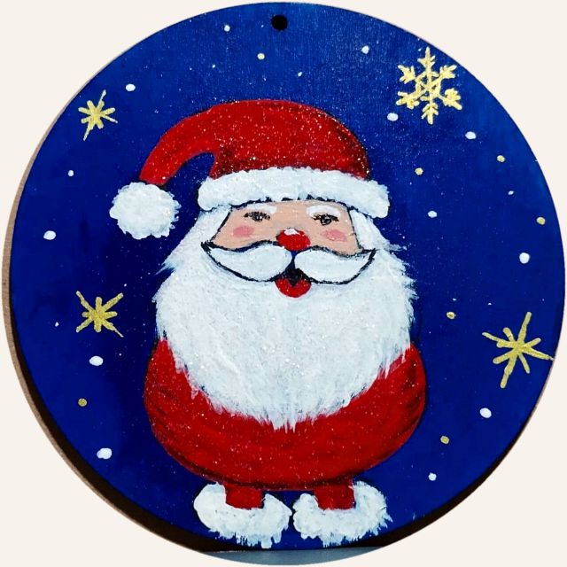 Decorazione natalizia con Babbo Natale dipinta a mano
